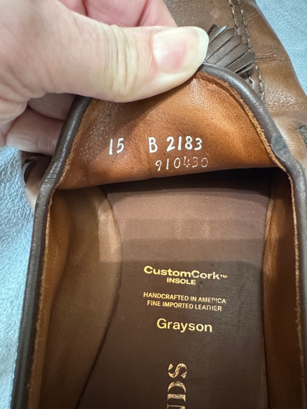 Allen Edmonds Grayson Tassel Loafer Leather Cork Insoles Mens 15 B Walnut Brown - Picture 6 of 16